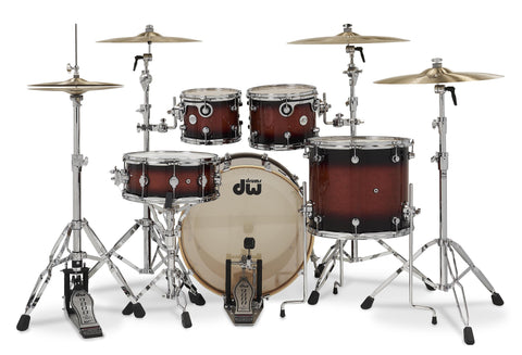DW Design 4-Piece Tobacco Burst Lacquer Drum Set - 22,10,12,16 - DDLG2214TB