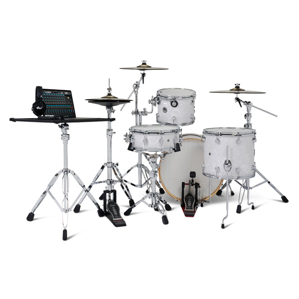 DWe 4-Piece White Marine Pearl Drum Set Bundle