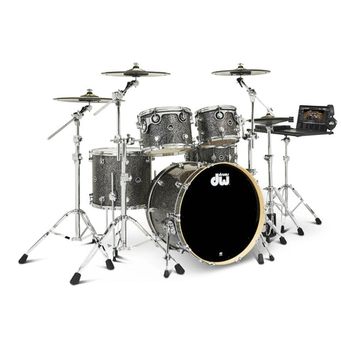 DW DWe 5-piece Black Galaxy Drum Kit Bundle w/ Hardware Pack & Cymbals