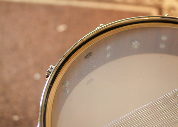 DW 3.14x14 Collector's Maple Mahogany Smoked Figured Eucalyptus Pi Snare Drum - SO#1424828