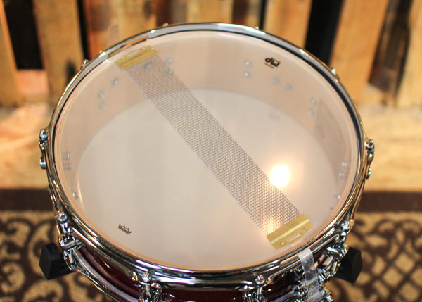 DW 4x14 Collector's Maple VLT Ruby Glass Snare Drum - SO#1350002