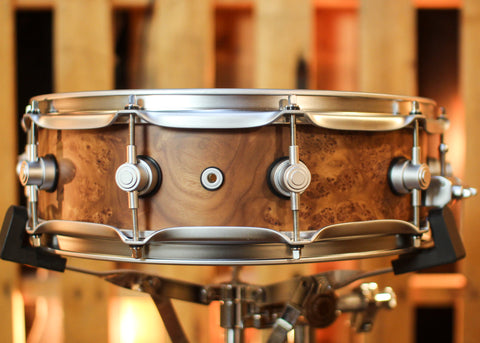 DW 4x14 Collector's SonicPly Natural Hard Satin over Elm Burl Snare Drum - SO#1424832