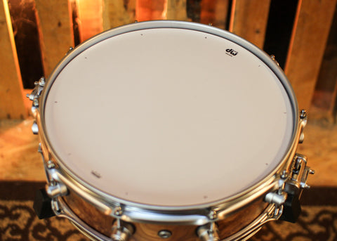DW 4x14 Collector's SonicPly Natural Hard Satin over Elm Burl Snare Drum - SO#1424832