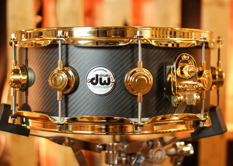 DW 5.5x14 Collector's Carbon Fiber Snare Drum w/ Gold Hardware - DRVF5514SVG