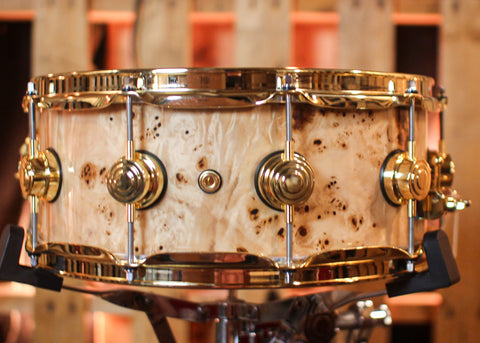 DW 5.5x14 Collector's Jazz Series Maple Gum Natural Lacquer over Mapa Burl Snare Drum - SO#1409989
