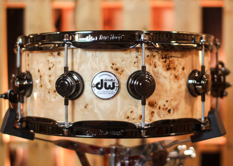 DW 5.5x14 Collector's Maple VLT Natural Lacquer over Mapa Burl Snare Drum - SO#1409987