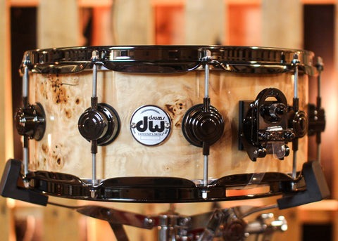 DW 5.5x14 Collector's Maple VLT Natural Lacquer over Mapa Burl Snare Drum - SO#1409987