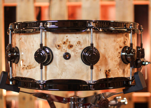 DW 5.5x14 Collector's Maple VLT Natural Lacquer over Mapa Burl Snare Drum - SO#1409987