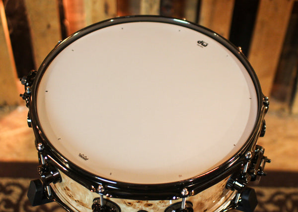 DW 5.5x14 Collector's Maple VLT Natural Lacquer over Mapa Burl Snare Drum - SO#1409987