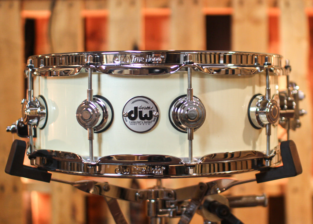 Dw Timbre Note DW 5x14 Collector's Maple VLT Lexus White Lacquer Snare Drum - SO#1127 ...