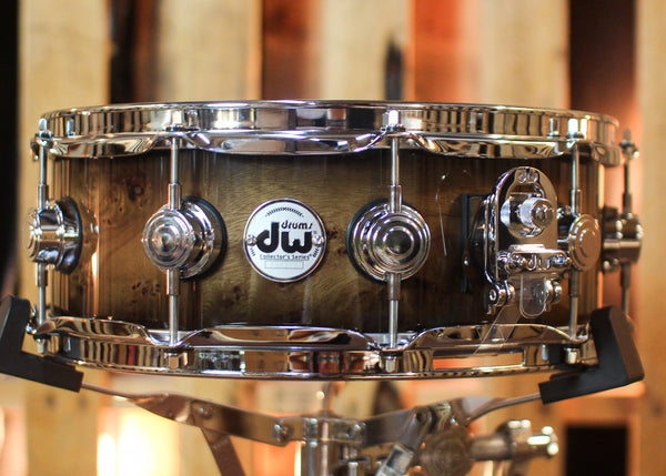 DW 5x14 Collector's SonicPly Candy Black Burst over Elm Burl Snare Drum - SO#1448319