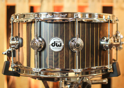 DW 6.5x14 Collector's 333 Natural Hard Satin over Pinstripe Ziricote Snare Drum - SO#1352250