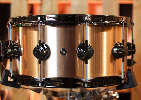 DW 6.5x14 Collector's 3mm Brushed Bell Bronze Snare Drum w/ Black Nickel Hardware - DRVZ6514SVN
