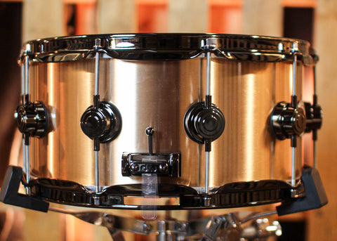 DW 6.5x14 Collector's 3mm Brushed Bell Bronze Snare Drum w/ Black Nickel Hardware - DRVZ6514SVN