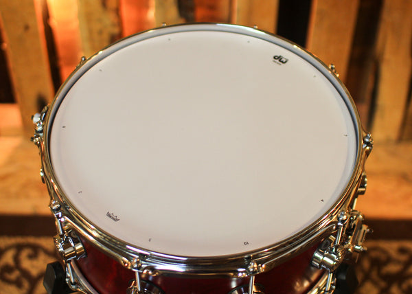 DW 6.5x14 Collector's Jazz Mahogany Gum Cherry Satin Oil Snare Drum - SO#1450175