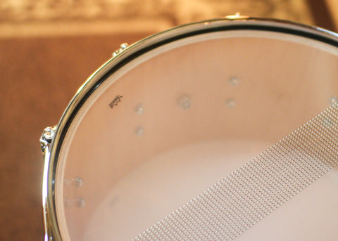 DW 6.5x14 Collector's Jazz Maple Gum Amber to Emerald Green Burst over Mapa Burl Snare Drum - SO#1448321