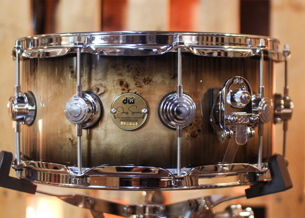 DW 6.5x14 Collector's Jazz Maple Gum Candy Black Burst over Mapa Burl Snare Drum - SO#1450173