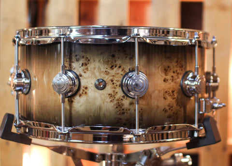 DW 6.5x14 Collector's Jazz Maple Gum Candy Black Burst over Mapa Burl Snare Drum - SO#1450173