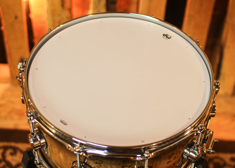 DW 6.5x14 Collector's Jazz Maple Gum Candy Black Burst over Mapa Burl Snare Drum - SO#1450173