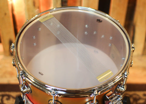 DW 6.5x14 Collector's Mahogany Spruce Gold to Scarlet Red Burst Hard Satin Snare Drum - SO#1450184