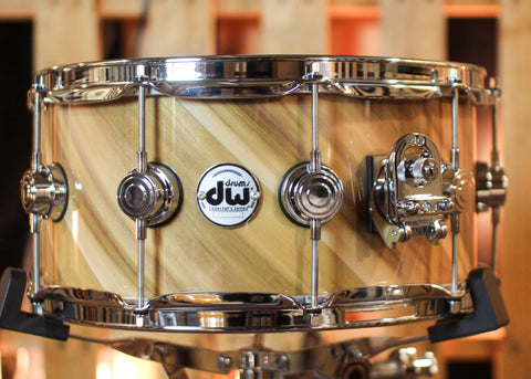 DW 6.5x14 Collector's Maple 333 Natural Lacquer over Twisted Rainbow Snare Drum - SO#1424079