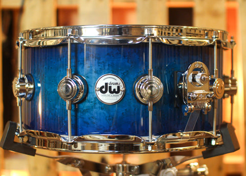 DW 6.5x14 Collector's Maple 333 Regal to Royal Blue Burst over Birdseye Maple Snare Drum - SO#1444850