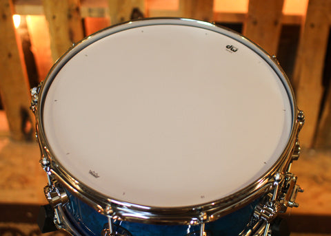 DW 6.5x14 Collector's Maple 333 Regal to Royal Blue Burst over Birdseye Maple Snare Drum - SO#1444850
