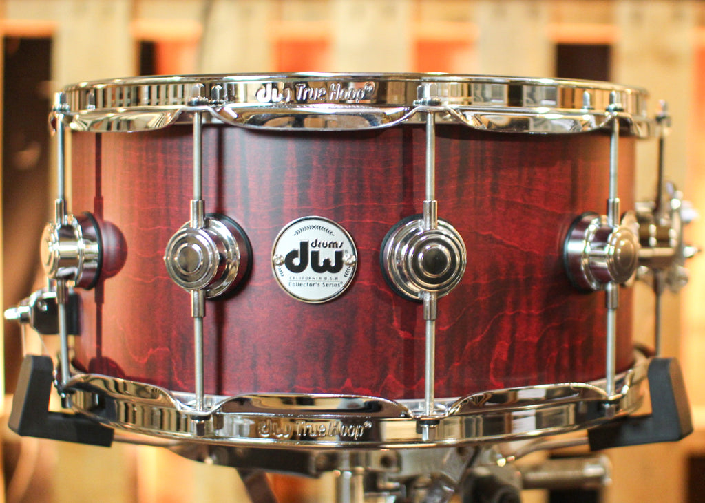 Dw Timbre Note DW 6.5x14 Collector's Maple HVLT Cherry Bloodstain Hard Satin Snare Dr ...