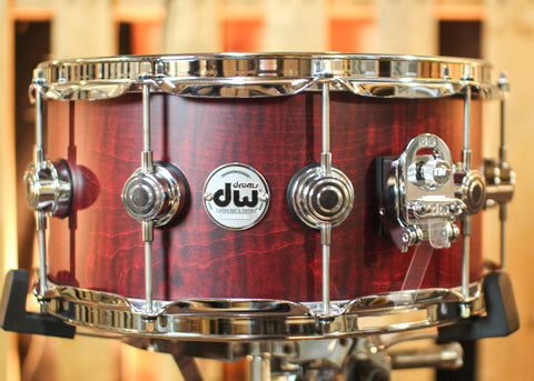 DW 6.5x14 Collector's Maple HVLT Cherry Bloodstain Hard Satin Snare Drum - SO#1356056