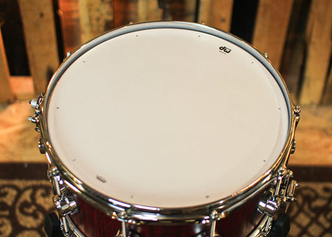 DW 6.5x14 Collector's Maple HVLT Cherry Bloodstain Hard Satin Snare Drum - SO#1356056