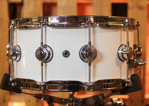 DW 6.5x14 Collector's Maple Mahogany Solid White Lacquer Snare Drum - SO#1444635