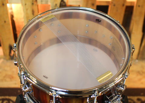 DW 6.5x14 Collector's Maple Purplecore Candy Black Burst over Candy Stripe Padauk Snare Drum - SO#1444622
