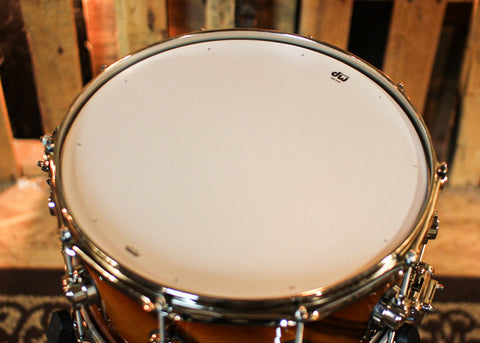 DW 6.5x14 Collector's Maple VLT Almond Burst over Twisted European Walnut Snare Drum - SO#1390008