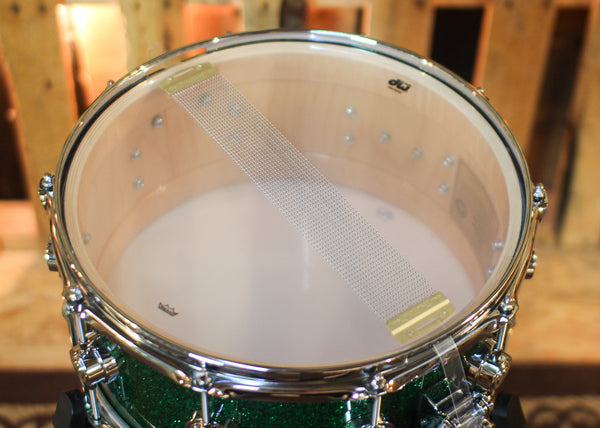DW 6.5x14 Collector's Maple VLT Green Glass Snare Drum - SO#1452256