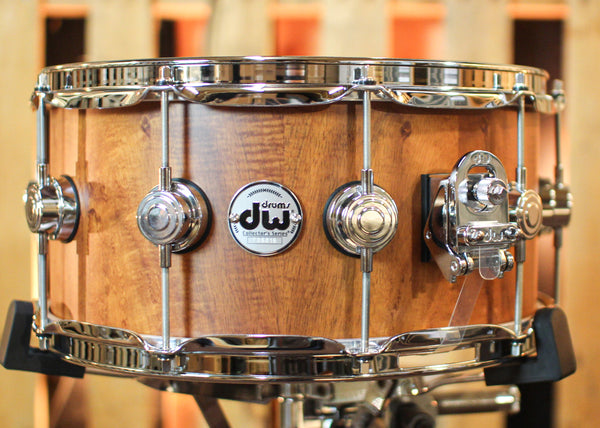 DW 6.5x14 Collector's Maple VLT Natural Hard Satin over Koa Snare Drum - SO#1357779