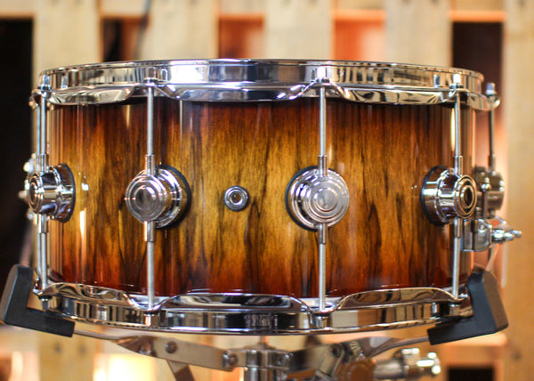 DW 6.5x14 Collector's Maple VLT Rich Red Burst over Tigerwood Snare Drum - SO#1430539