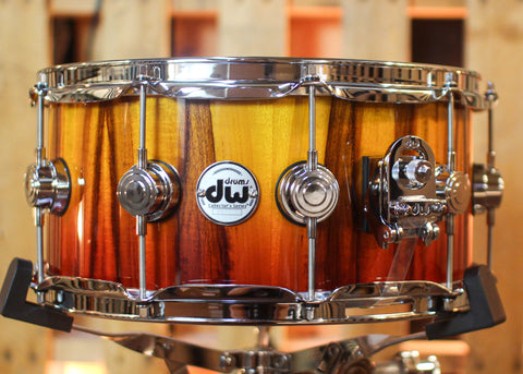 DW 6.5x14 Collector's Maple VLT Tequila Sunrise Fade over Chechen Snare Drum - SO#1444853