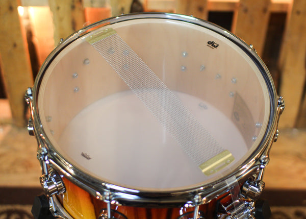 DW 6.5x14 Collector's Maple VLT Tequila Sunrise Fade over Chechen Snare Drum - SO#1444853