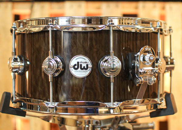 DW 6.5x14 Collector's Maple VLT Transparent Candy Black over Quilted Moabi Snare Drum - SO#1344163