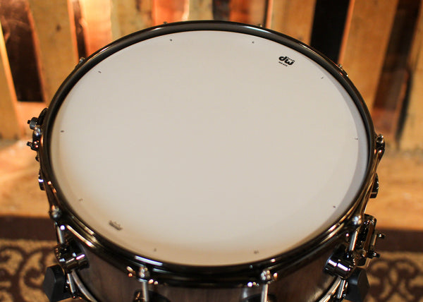 DW 6.5x14 Collector's Pure Walnut VLT Natural to Quick Ebony Burst Hard Satin Snare Drum - SO#1421550