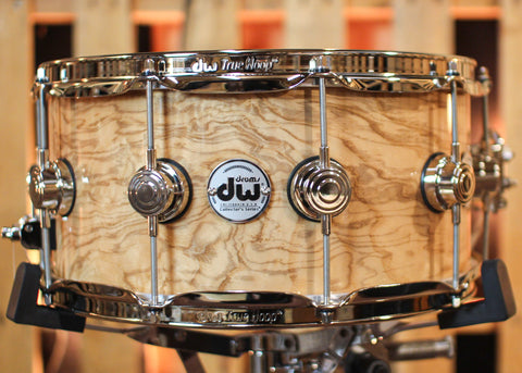 DW 6.5x14 Collector's Pure Purpleheart Olive Ash Burl Snare Drum - SO#1344469