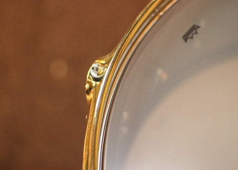 DW 6.5x14 Collector's Satin Black over Brass Snare Drum w/ Gold Hardware - DRVD6514SVGBK