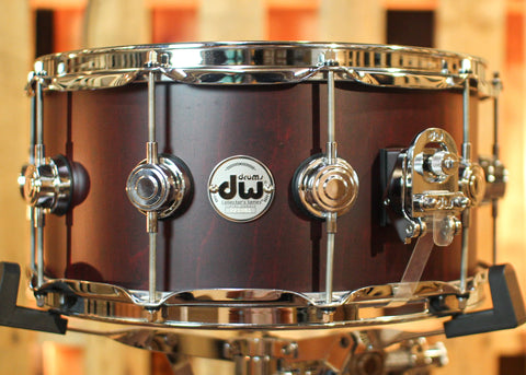 DW 6.5x14 Collector's Maple VLT Deep Cherry Satin Oil Snare Drum - SO#1318344