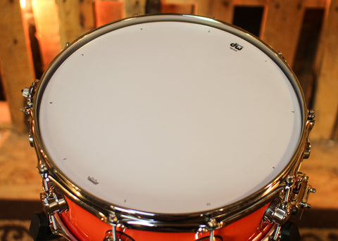 DW 6x14 Collector's Pure Cherry HVLT Orange to Red Burst Snare Drum - SO#1440415