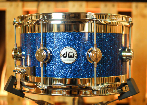 DW 7x13 Collector's Cherry Mahogany Blue Glass Edge Snare Drum - SO#1405019