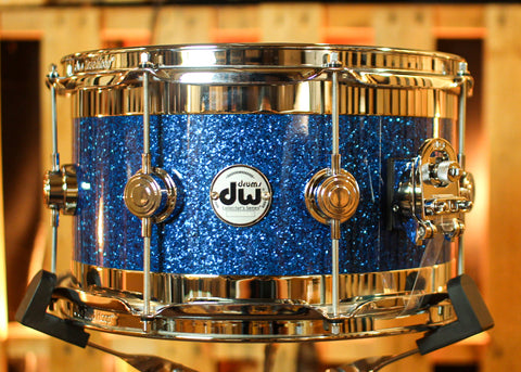 DW 7x13 Collector's Cherry Mahogany Blue Glass Edge Snare Drum - SO#1405019