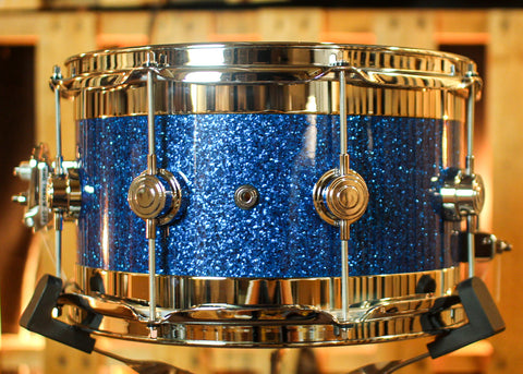 DW 7x13 Collector's Cherry Mahogany Blue Glass Edge Snare Drum - SO#1405019