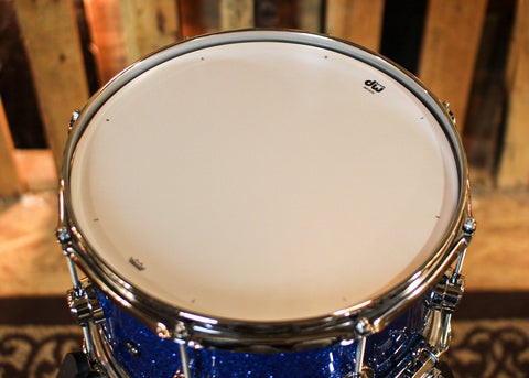DW 7x13 Collector's Cherry Mahogany Blue Glass Edge Snare Drum - SO#1405019