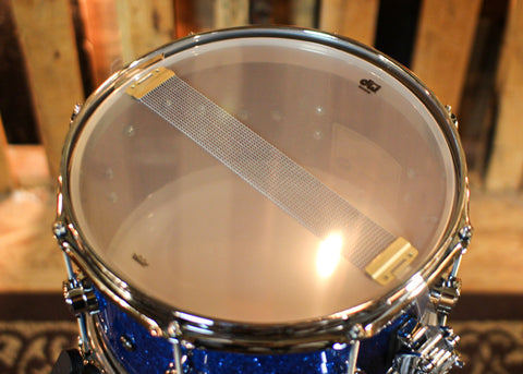 DW 7x13 Collector's Cherry Mahogany Blue Glass Edge Snare Drum - SO#1405019