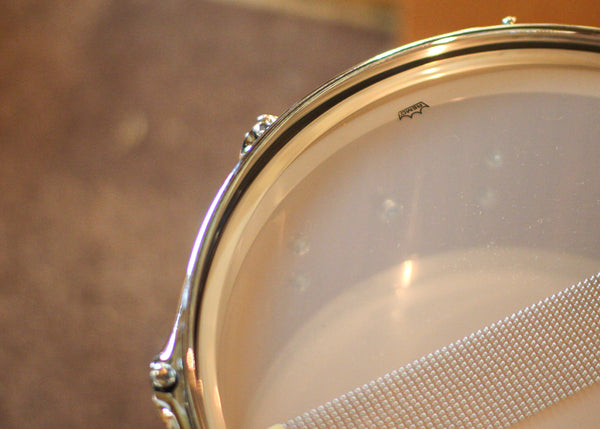 DW 7x13 Collector's Cherry Mahogany Blue Glass Edge Snare Drum - SO#1405019